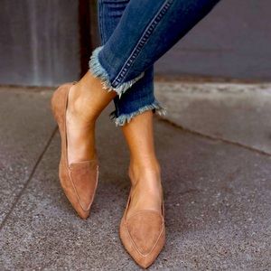 Camel Suede Flat Loafers